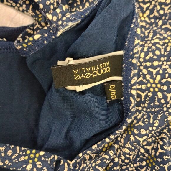 Bond-Eye Australia Swimsuit Size 12 D/DD Cups High cut Adjustable Sides BlueGold - Picture 3 of 7